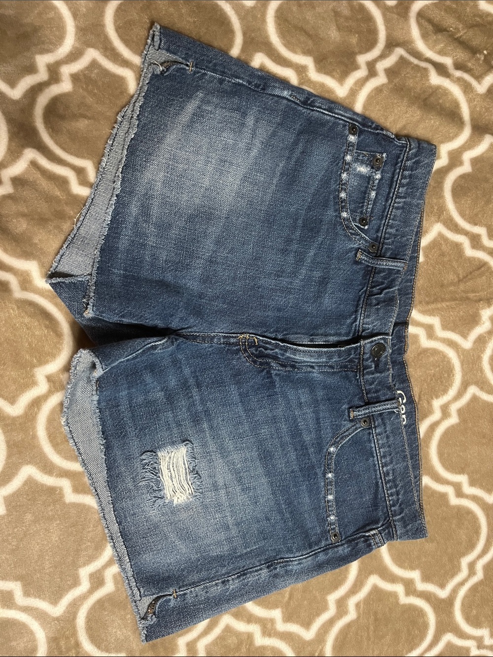 GAP Blue Denim Shorts with Frayed Hem